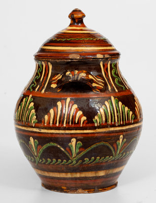 Extremely Fine Alamance County, NC Redware Lidded Jar