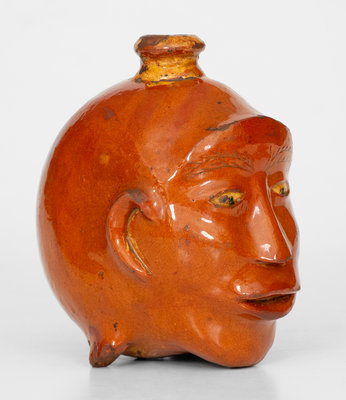 Fine Redware Face Flask, early to mid 19th century, Northeastern U.S. origin