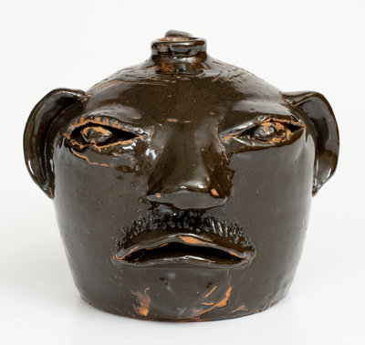 Extremely Rare Arie Meaders Face Jug, 1958-59