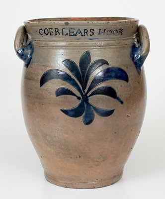 Exceedingly Rare and Important Thomas W. Commeraw 18th Century Stoneware Jar marked COERLEARS HOOK / N. YORK
