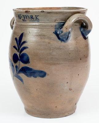 Exceedingly Rare and Important Thomas W. Commeraw 18th Century Stoneware Jar marked COERLEARS HOOK / N. YORK