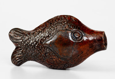 Fine Moravian Redware Fish Bottle, Salem, North Carolina, c1801-1829