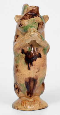 Fine Moravian Redware Squirrel Bottle, Salem, North Carolina, c1804-1829