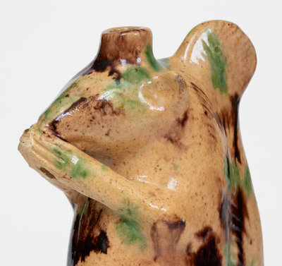 Fine Moravian Redware Squirrel Bottle, Salem, North Carolina, c1804-1829