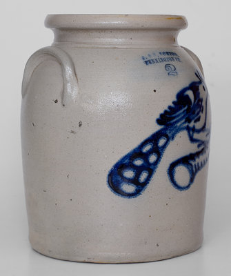 Very Rare and Fine 2 Gal. J. & E. NORTON / BENNINGTON, VT Stoneware Jar with Elaborate Peacock on Branch Decoration