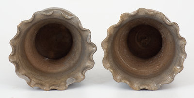 Very Fine Pair of Small-Sized Crimped Rim Stoneware Flowerpots, Western PA Origin