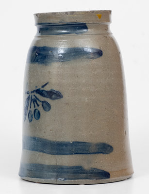 Rare Striped Western PA Canning Jar w/ Cherries Decoration attrib. S. H. Ward, West Brownsville, PA