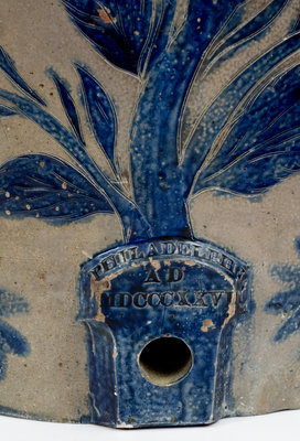 Monumental 15 Gal. Stoneware Water Cooler with Elaborate Incised Bird and Floral Decoration, Henry Harrison Remmey, Philadelphia, PA, 1828