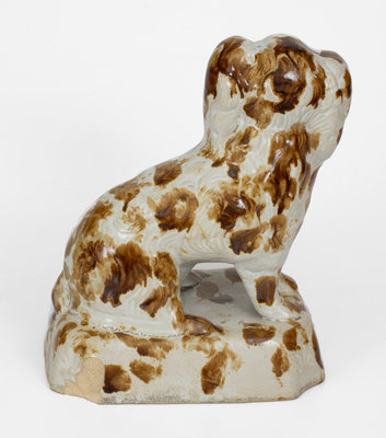 Ohio Stoneware Spaniel with Elaborate Manganese Decoration