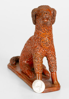 Large-Sized Pennsylvania Redware Figure of a Seated Dog, c1850-85