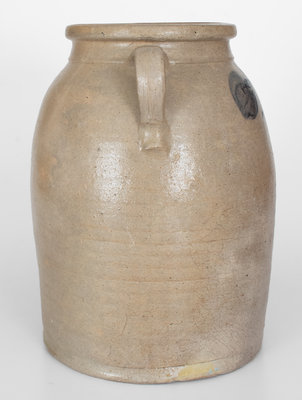 Unusual 4 Gal. Ohio Stoneware Jar w/ Freehand Decoration, probably Roseville