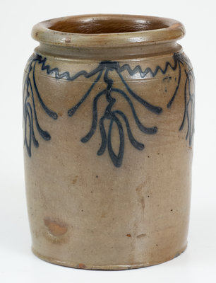 Very Fine 1/2 Gal. B. C. MILBURN / ALEXA. Stoneware Jar with Slip-Trailed Floral Decoration