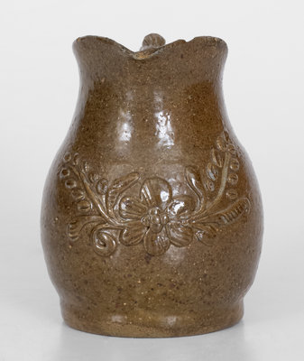 Outstanding Diminutive Alkaline-Glazed Alabama Stoneware Pitcher w/ Applied Decoration