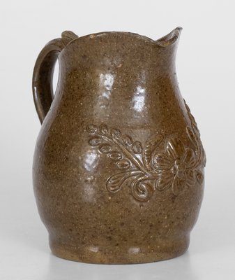 Outstanding Diminutive Alkaline-Glazed Alabama Stoneware Pitcher w/ Applied Decoration