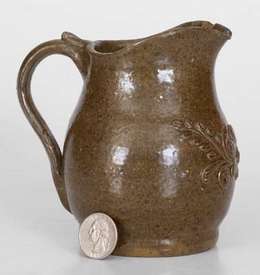 Outstanding Diminutive Alkaline-Glazed Alabama Stoneware Pitcher w/ Applied Decoration