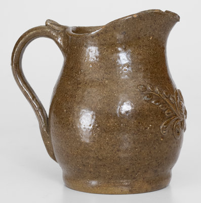 Outstanding Diminutive Alkaline-Glazed Alabama Stoneware Pitcher w/ Applied Decoration