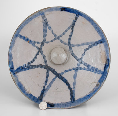 Scarce Baltimore, MD Stoneware Lid with Cobalt Star Decoration