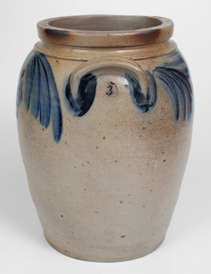 3 Gal. Baltimore, MD Stoneware Jar w/ Floral Decoration, c1850