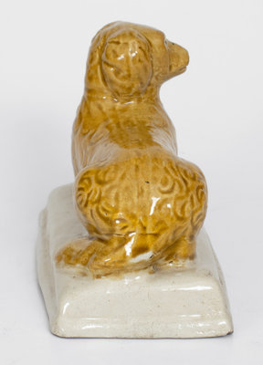 Very Rare Small-Sized Reclining Dog Figure w/ Cobalt Eyes attrib. A. P. Donaghho, Parkersburg, WV
