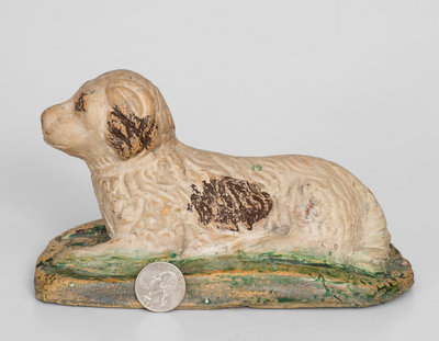 Unusual Small-Sized Cold-Painted Stoneware Dog, Ohio origin
