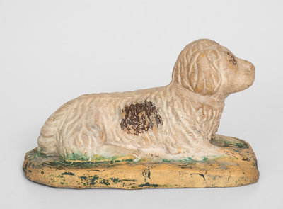 Unusual Small-Sized Cold-Painted Stoneware Dog, Ohio origin