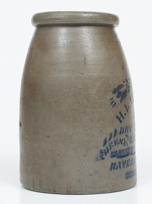 Very Rare RAVENSWOOD, W. VA Stoneware Canning Jar w/ Elaborate Stenciled Advertising
