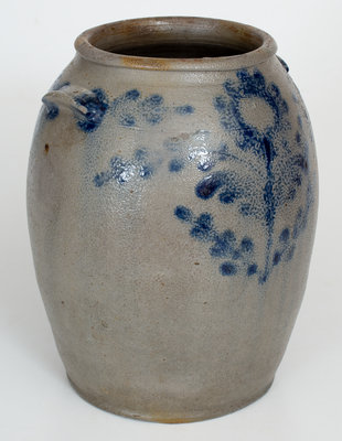 H. SMITH & Co. (Alexandria, VA) 1 1/2 Gal. Stoneware Jar w/ Cobalt Floral Decoration