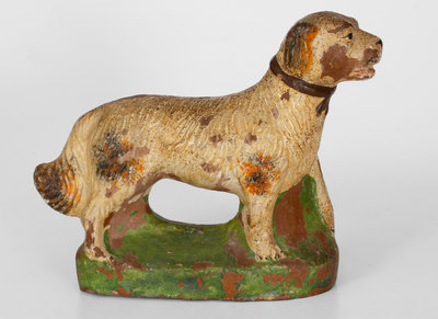 Large-Sized Cold-Painted Redware Dog, late 19th century