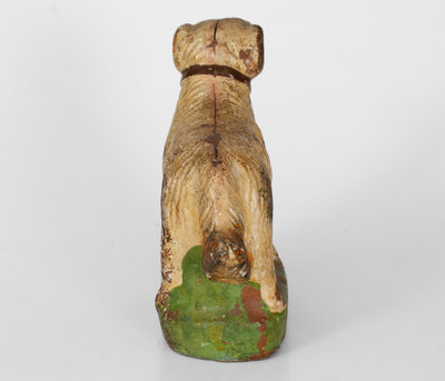 Large-Sized Cold-Painted Redware Dog, late 19th century
