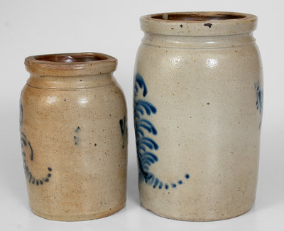 Lot of 2: 1/4 and 1/2 Gallon Stoneware Jars, probably NJ origin