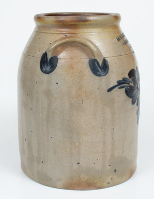 2 Gal. COWDEN & WILCOX / HARRISBURG, PA Stoneware Jar w/ Floral Decoration