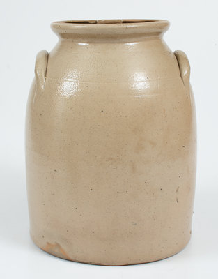 WEST TROY POTTERY Stoneware Lidded Jar w/ Pecking Chicken Decoration