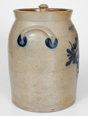 2 Gal. COWDEN & WILCOX / HARRISBURG, PA Stoneware Lidded Jar w/ Grapes Decoration