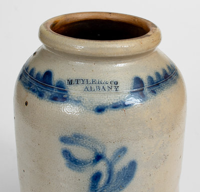 M. TYLER & CO. / ALBANY Stoneware Jar w/ Floral Decoration