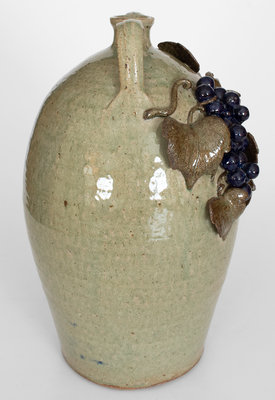 Large-Sized Double-Handled Stoneware Jug Applied Grapes by Michael Crocker