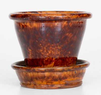 JOHN W. BELL / Waynesboro, Pa. Glazed Redware Flowerpot, c1880