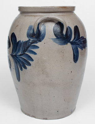 Three-Gallon Baltimore Stoneware Jar w/ Cobalt Floral Design, circa 1835