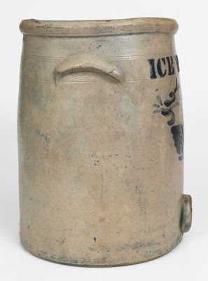 Four-Gallon Stoneware ICE WATER Cooler, Ohio, c1875
