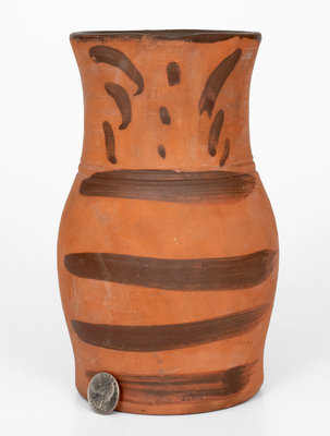 Tanware Pitcher with Striped Decoration, New Geneva or Greensboro, PA