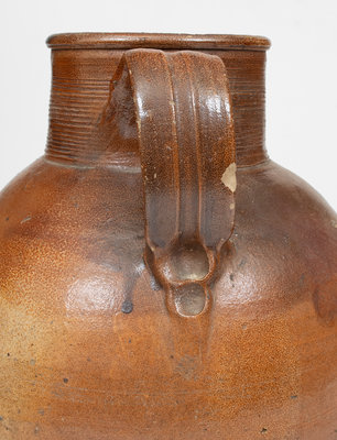 English Salt-Glazed Stoneware Pitcher with Iron-Oxide Dip