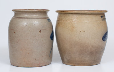 Lot of Two: COWDEN & WILCOX / HARRISBURG, PA Stoneware Jars w/ Similar Decoration