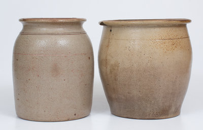 Lot of Two: COWDEN & WILCOX / HARRISBURG, PA Stoneware Jars w/ Similar Decoration