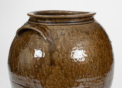 Lot of Two: North Carolina Alkaline-Glazed Stoneware Jar and Double-Handled Jug