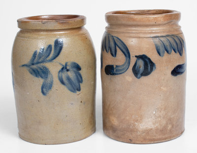 Lot of Two: Richard Remmey, Philadelphia, PA Stoneware Jars w/ Floral Decoration