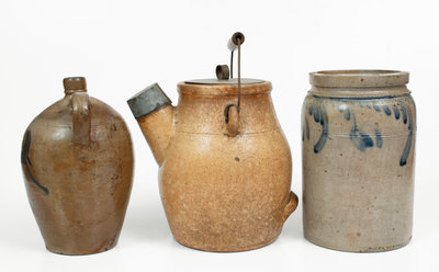 Lot of Three: Stoneware Jug, Jar, and EVAN R. JONES / PITTSTON, PA Batter Pail