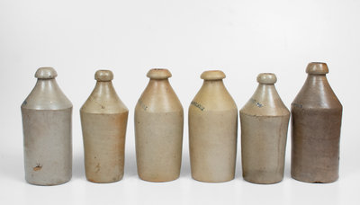 Lot of Six: Stoneware Bottles incl. HARRISBURG, PA and COWDEN & WILCOX Examples