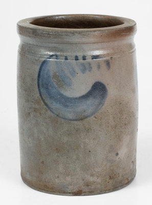 SOLOMON BELL / STRASBURG, VA Stoneware Jar w/ Cobalt Swag Decoration