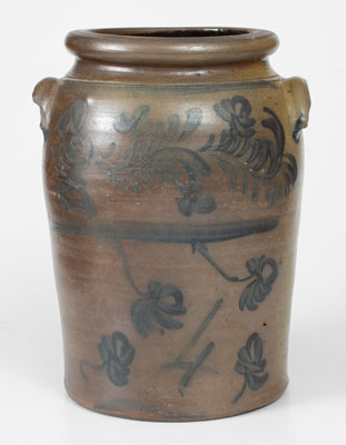 Morgantown, WV Stoneware Jar with Floral Decoration, attrib. Thompson Pottery