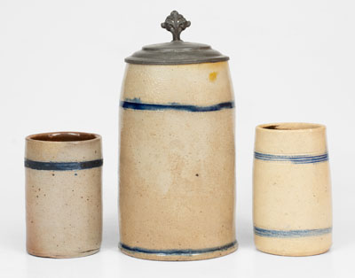 Lot of Three: Banded Northeastern Stoneware Mugs