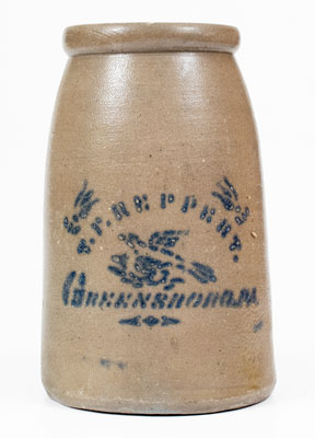 T. F. REPPERT / GREENSBORO, PA Stoneware Canning Jar w/ Stenciled Bird
